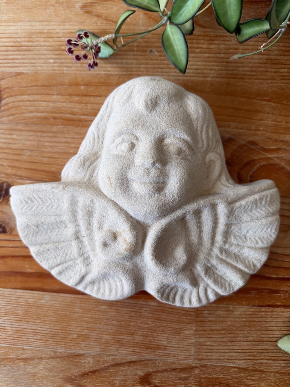 Vintage Textured Stone Angel Wall Plaque